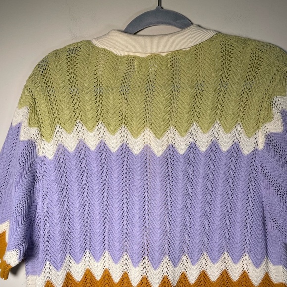 Heartloom Chevron Knit Laurent Beach Cover-Up Dress Sz M Cotton Polo Collar - Picture 12 of 13